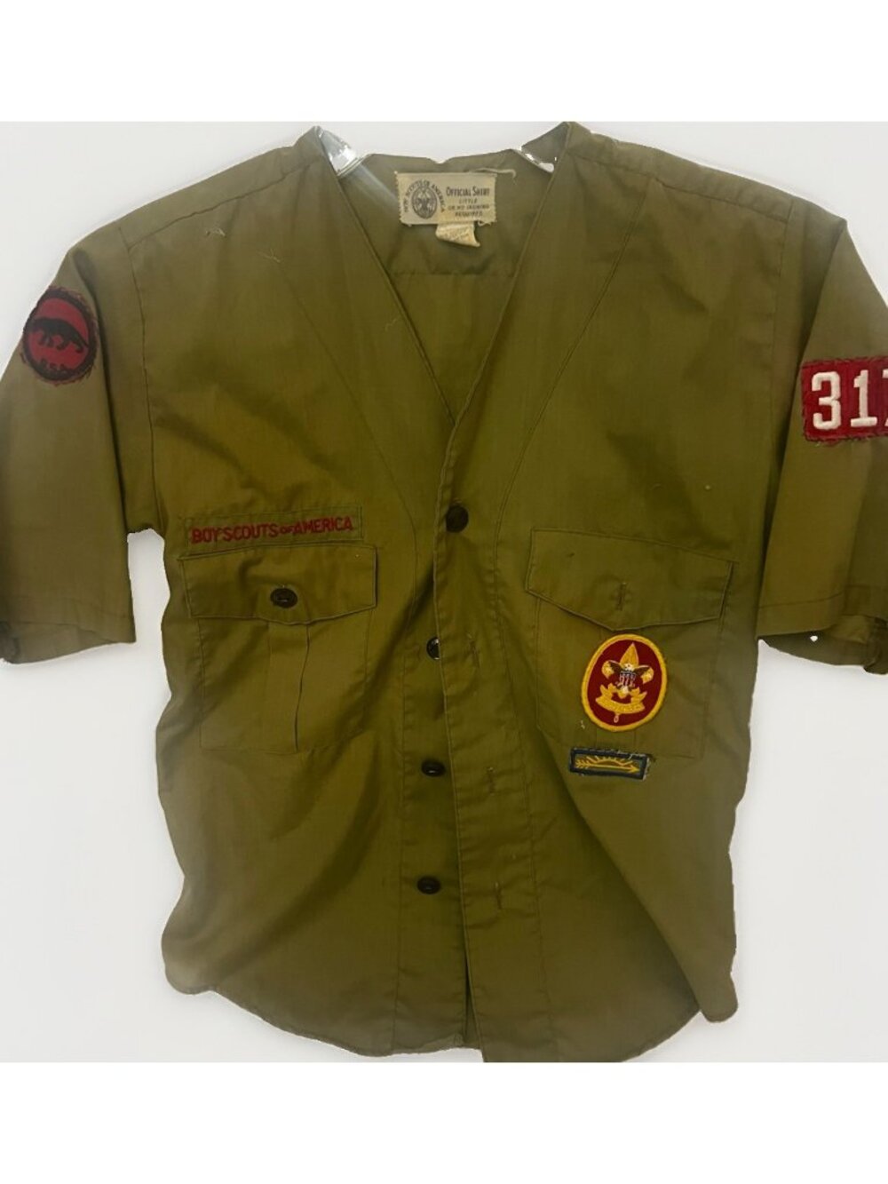Vintage 50s 60s Boy Scouts BSA Uniform Summer Shirt Troop 317.      B